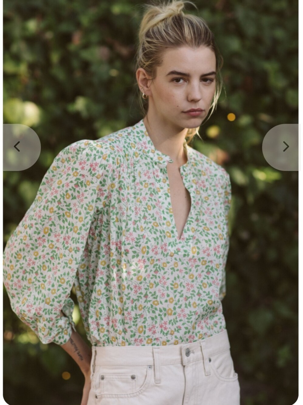 Trovata Birds Of Paradise Bailey Blouse Spring Ivy Floral Office Womens Size XS